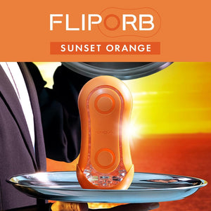 FLIP ORB Sunset Orange Reusable Toy Easy to Clean Male Masturbator, Fully Waterproof