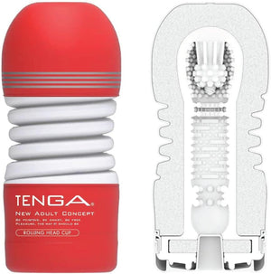 TOC-203 Rolling Head Pre-Lubricated Male Masturbator Vacuum Cup with Powerful Suction Red