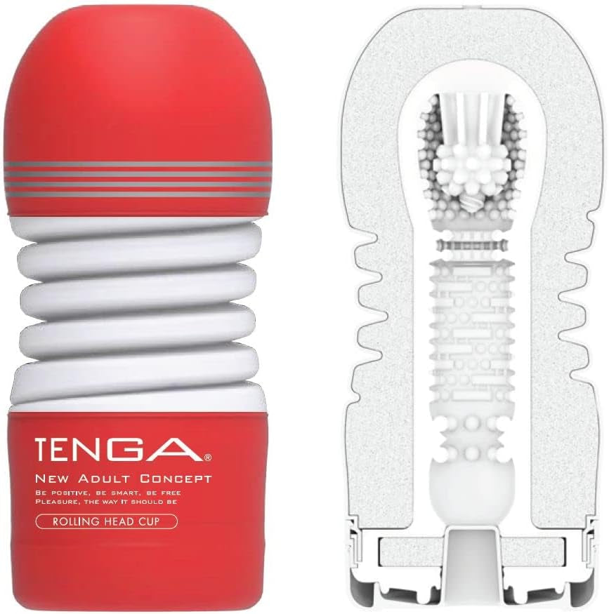 TOC-203 Rolling Head Pre-Lubricated Male Masturbator Vacuum Cup with Powerful Suction Red