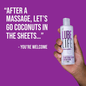Lubelife Coconut Hybrid Lube –Water & Coconut Oil Personal Lubricant – Smooth, Skin-Safe Formula with Easy Clean for Privacy & Toys, 8 Fl Oz
