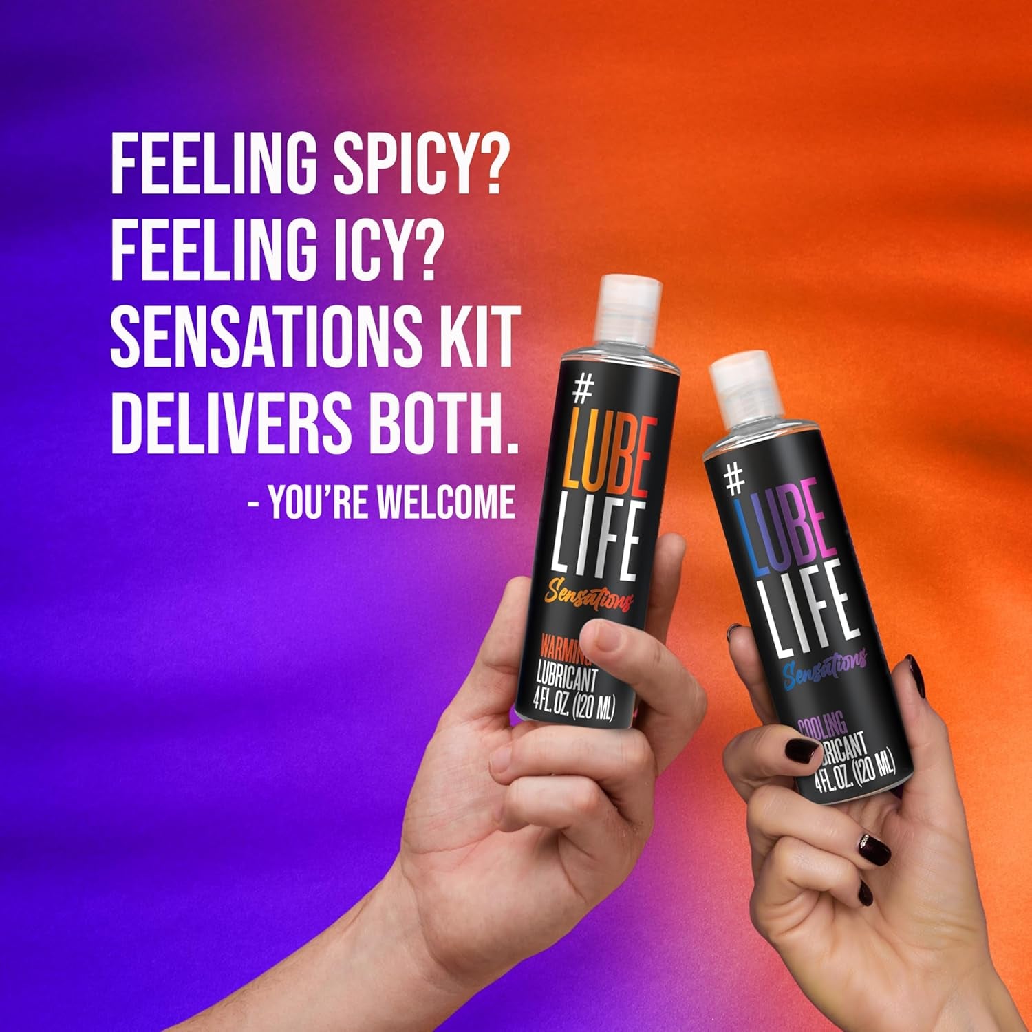 Lubelife Sensations Pleasure Kit Water Based Cooling & Warming Personal Lubricant, for a Tingling and Invigorating Intimate Experience, Lube for Men, Women & Couples, 4Fl Oz (Pack of 2)